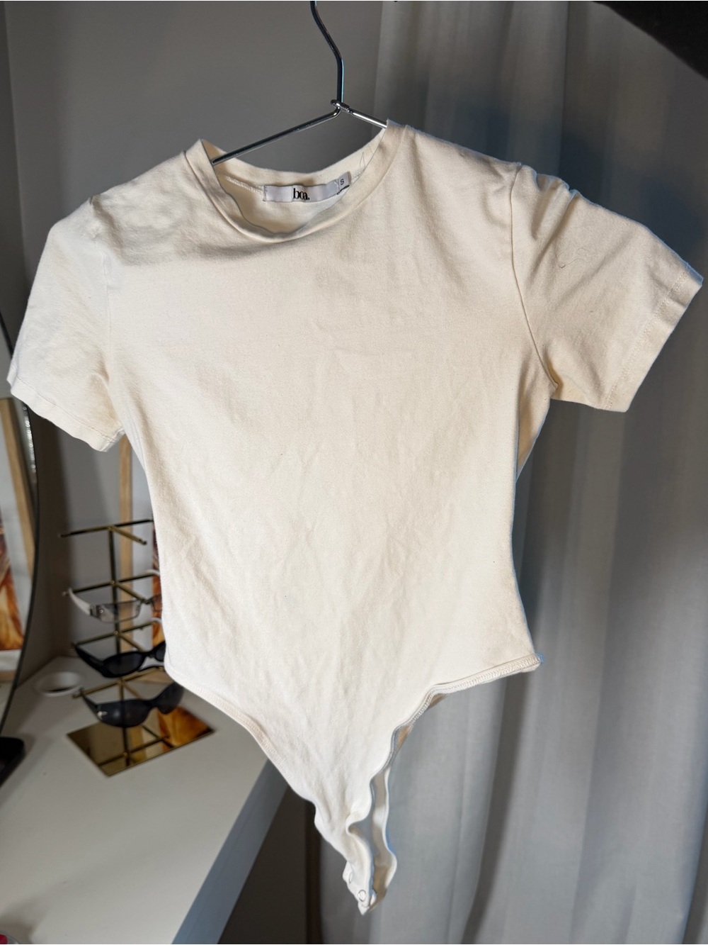 BOA Cream  Short-Sleeve Bodysuit Top - Women